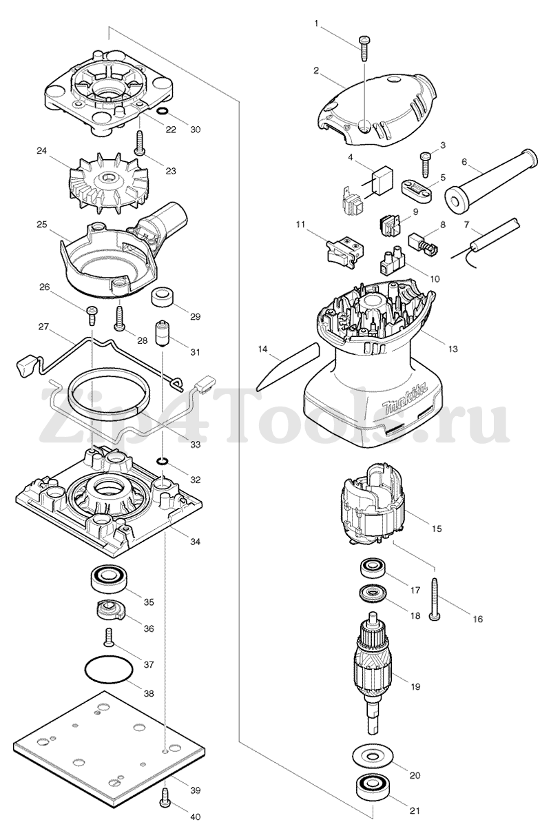 Запчасти для плоскошлифовальной машины MAKITA (Макита) BO4557 - купить в  Москве по ценам интернет-магазина с доставкой