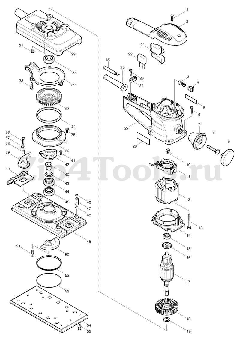 Запчасти для плоскошлифовальной машины MAKITA (Макита) BO4900 - купить в  Москве по ценам интернет-магазина с доставкой