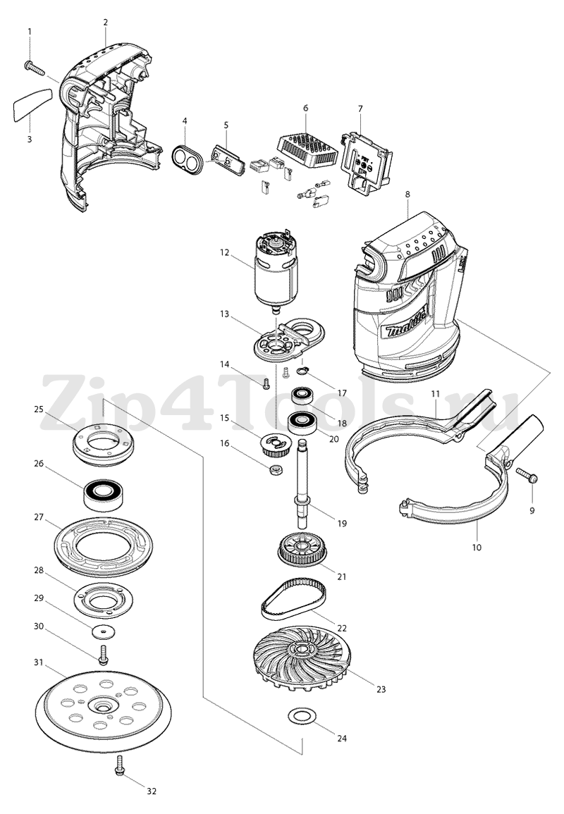 Запчасти для плоскошлифовальной машины MAKITA (Макита) DBO180 - купить в  Москве по ценам интернет-магазина с доставкой