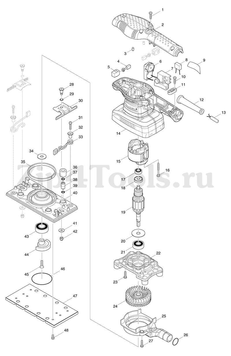 Болт M5 крепления зажима бумаги для шлифовальной машины MAKITA (Макита)  BO3711 (арт. 266511-7) - купить в Москве по ценe 77 рублей с доставкой