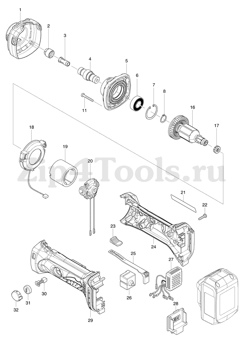 Деталировка (взрыв-схема) шлифовальной машины MAKITA (Макита) BGD801 в  интернет-магазине Zip4Tools.ru