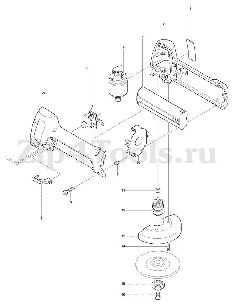 Деталировка (взрыв-схема) шлифовальной машины MAKITA (Макита) 9500D в  интернет-магазине Zip4Tools.ru