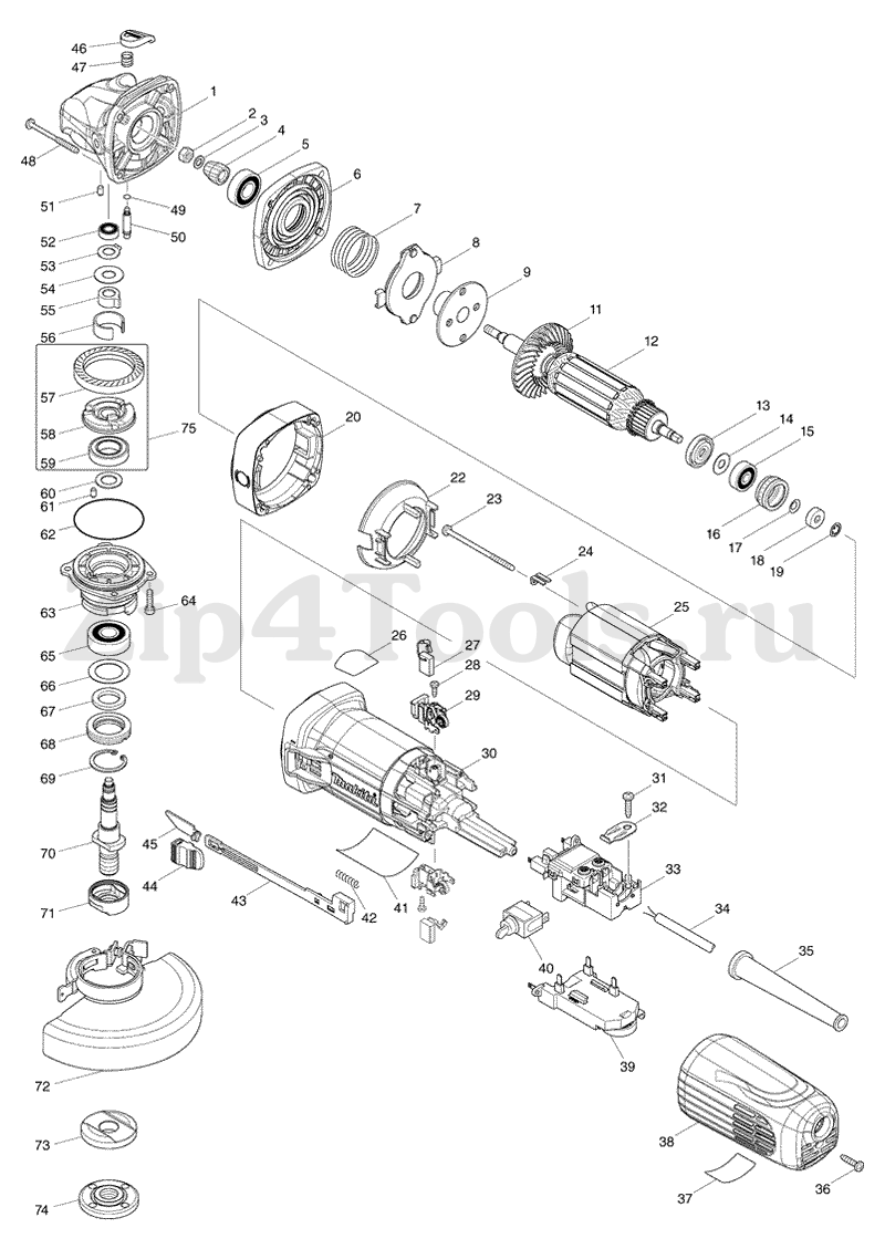 Ротор (Якорь) MAKITA для шлифмашины угловой GA5041C для болгарки (УШМ)  MAKITA (Макита) GA5041C (арт. 515378-3) - купить в Москве по ценe 1 рублей  с доставкой