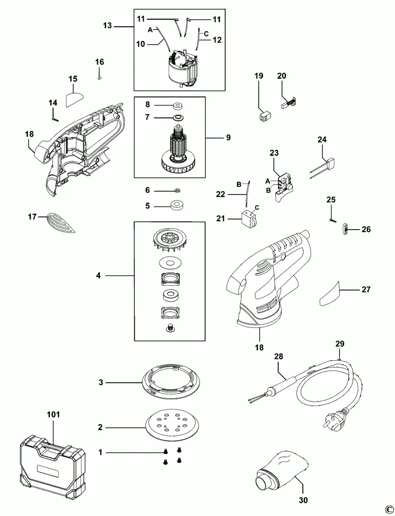 Запчасти для орбитальной шлифовальной машины STANLEY (Стэнли, Станли)  FME440 TYPE 1 - купить в Москве по ценам интернет-магазина с доставкой