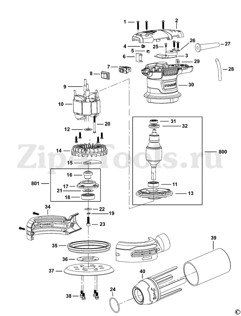 Деталировка (взрыв-схема) шлифовальной машины STANLEY (Стэнли, Станли) SS30  TYPE 1 в интернет-магазине Zip4Tools.ru