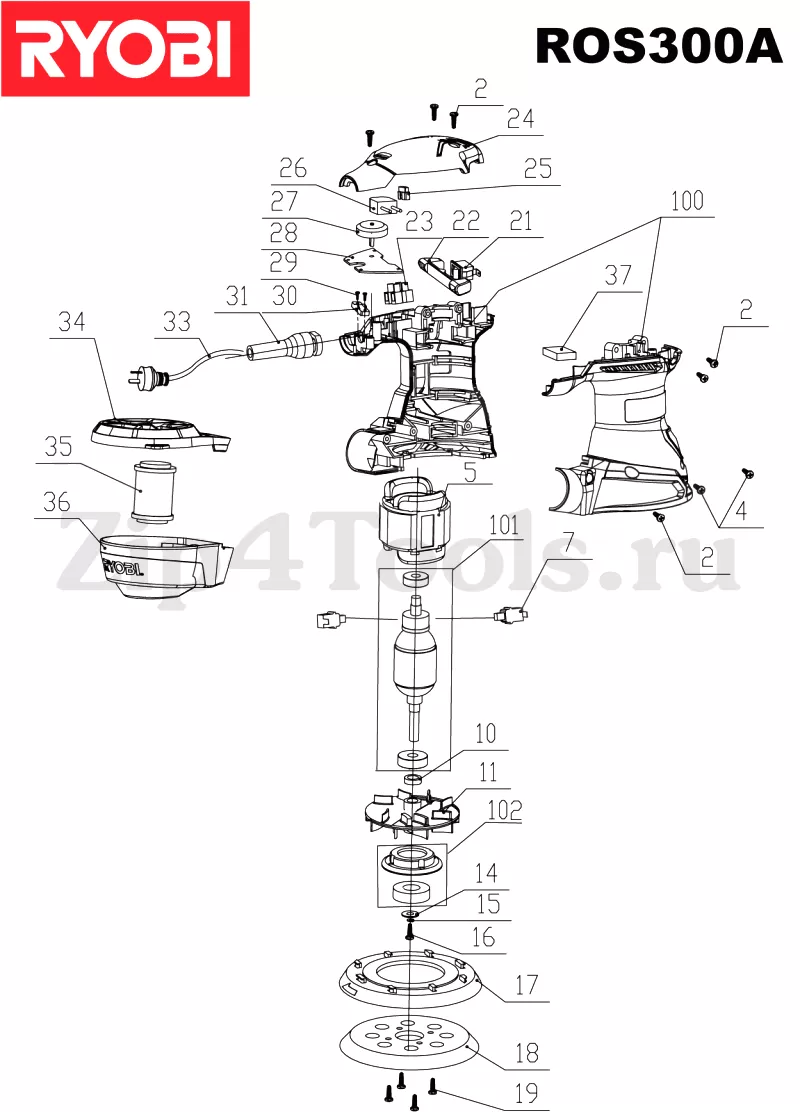 Фильтр для орбитальной шлифовальной машины RYOBI (Риоби, Райоби) ROS300  (Code 4441-37) 5133001145 (арт. 5131030658) - купить в Москве по ценe 740  рублей с доставкой